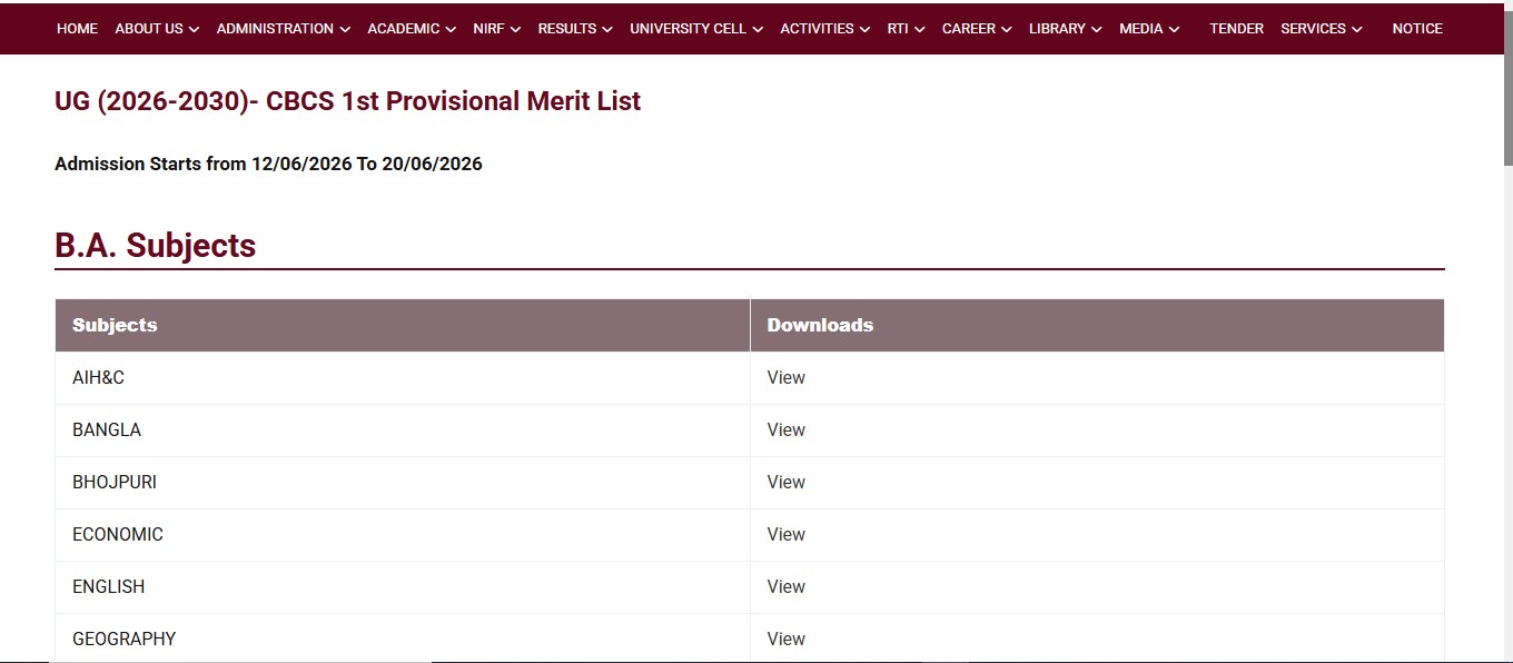 Brabu ug merit list 2026 2030 
